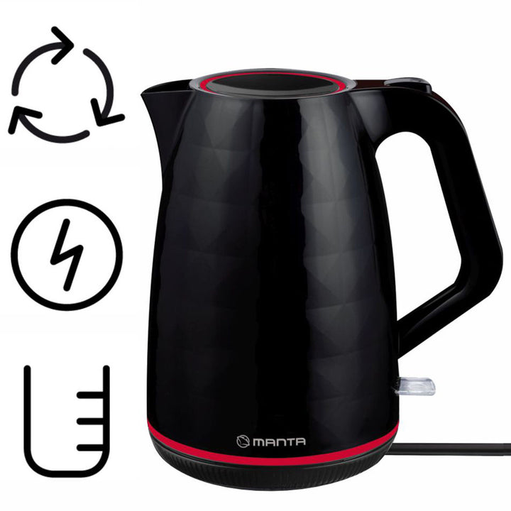 Manta ORISA trådløs elkedel, 1,7 l, 2200 W, sort