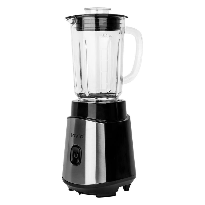 LOVIO LVJBL001 blender med beholder, 500 W, 600 ml glasbeholder, 3 flasker