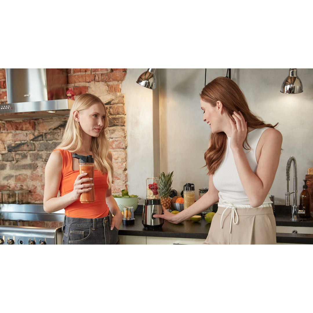 LOVIO LVJBL001 blender med beholder, 500 W, 600 ml glasbeholder, 3 flasker