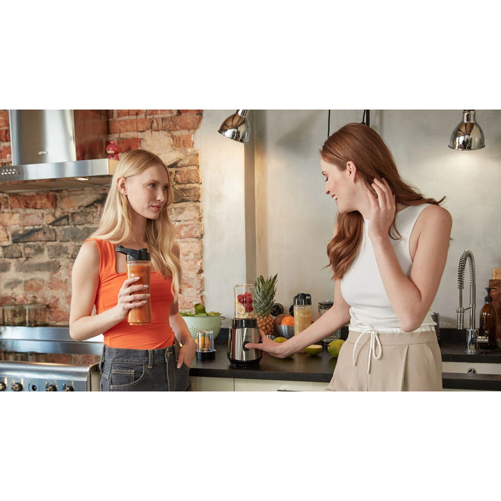 LOVIO LVJBL001 blender med beholder, 500 W, 600 ml glasbeholder, 3 flasker