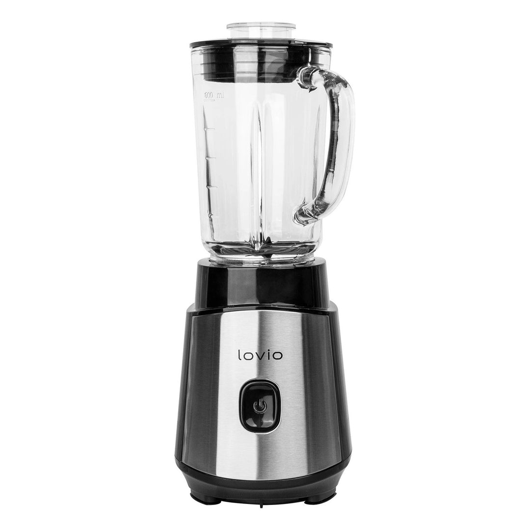 LOVIO LVJBL001 blender med beholder, 500 W, 600 ml glasbeholder, 3 flasker