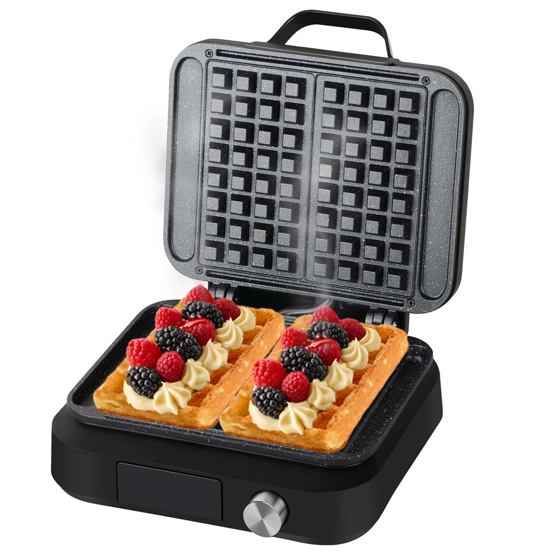 LOVIO PerfectCrisp vaffeljern, 2 store vafler, 1500 W, 6 brødningsniveauer, LVWF002BK