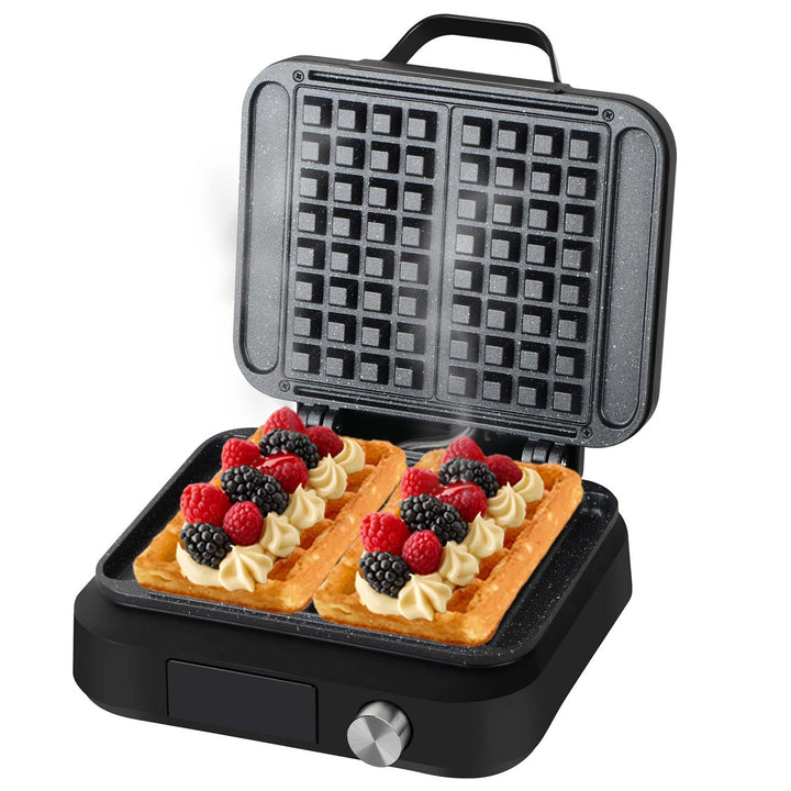 LOVIO PerfectCrisp vaffeljern, 2 store vafler, 1500 W, 6 brødningsniveauer, LVWF002BK