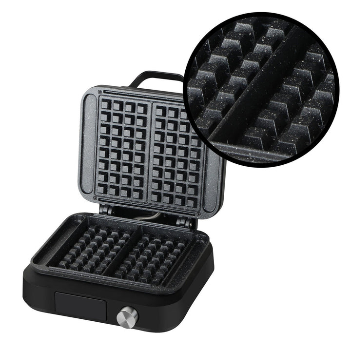 LOVIO PerfectCrisp vaffeljern, 2 store vafler, 1500 W, 6 brødningsniveauer, LVWF002BK