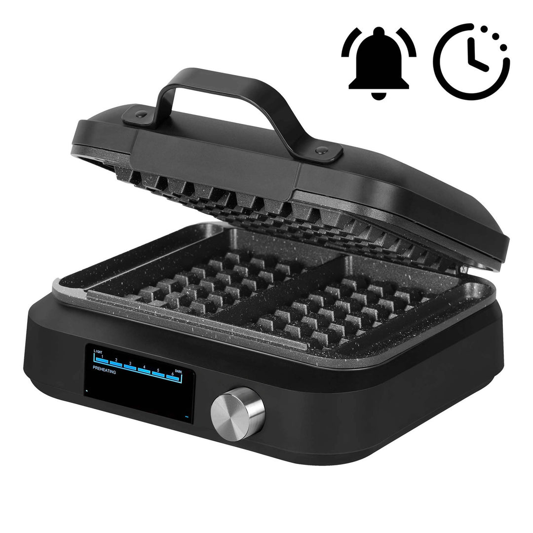LOVIO PerfectCrisp vaffeljern, 2 store vafler, 1500 W, 6 brødningsniveauer, LVWF002BK