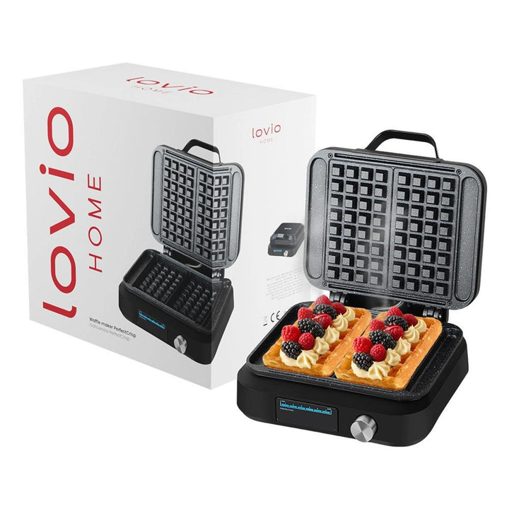 LOVIO PerfectCrisp vaffeljern, 2 store vafler, 1500 W, 6 brødningsniveauer, LVWF002BK
