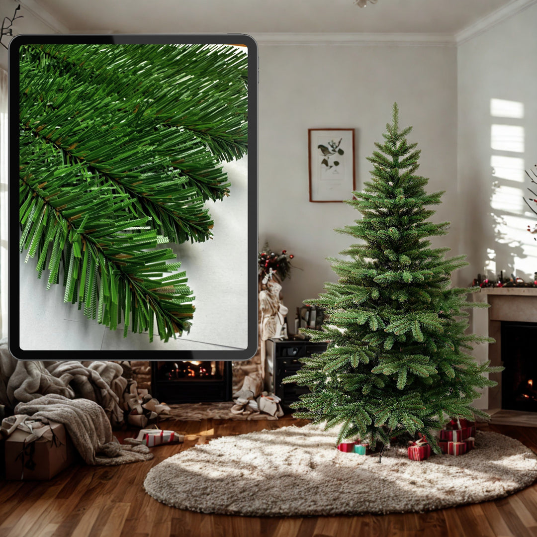 Kunstigt juletræ, spansk gran, PVC, højde 250 cm, metalfod