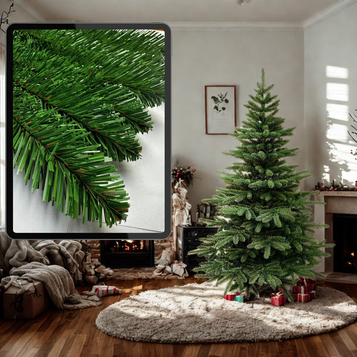 Kunstigt juletræ, spansk gran, PVC, højde 250 cm, metalfod