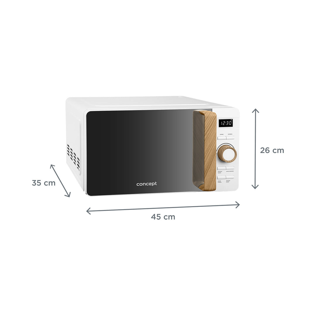 Concept mikrobølgeovn, 5 effektniveauer, optøningsfunktion, rumfang 20 l, effekt 800 W, farve: hvid, MT4420wh
