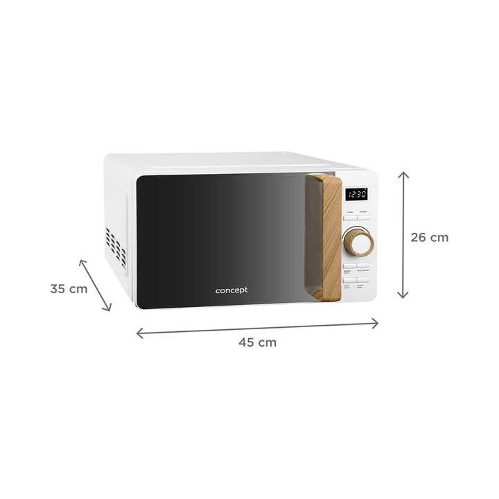 Concept mikrobølgeovn, 5 effektniveauer, optøningsfunktion, rumfang 20 l, effekt 800 W, farve: hvid, MT4420wh