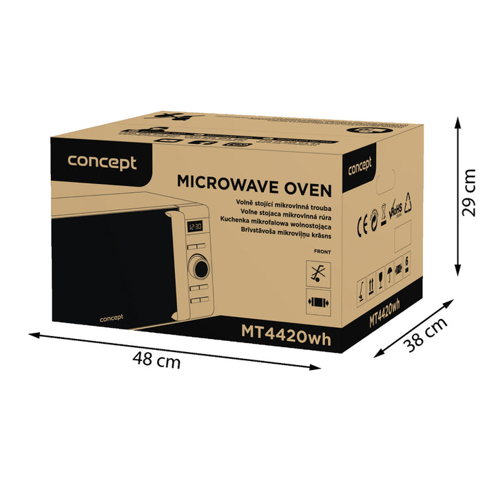 Concept mikrobølgeovn, 5 effektniveauer, optøningsfunktion, rumfang 20 l, effekt 800 W, farve: hvid, MT4420wh
