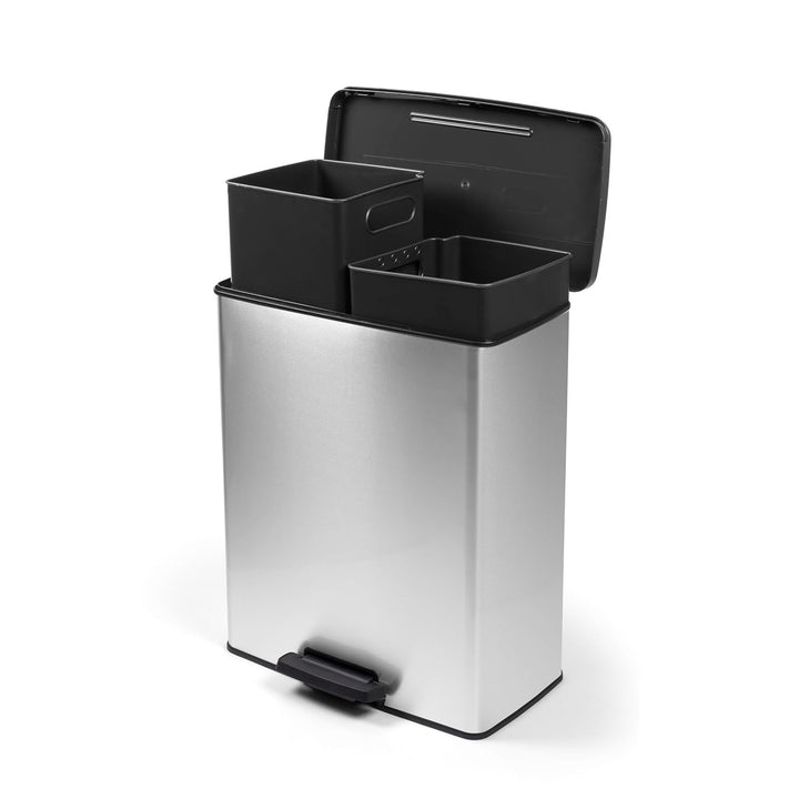 Curver-affaldsspand med fodpedal, 2 x 26 L, metalliseret, sølvfarvet, 251002