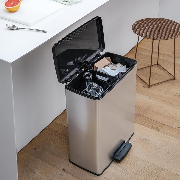 Curver-affaldsspand med fodpedal, 2 x 26 L, metalliseret, sølvfarvet, 251002