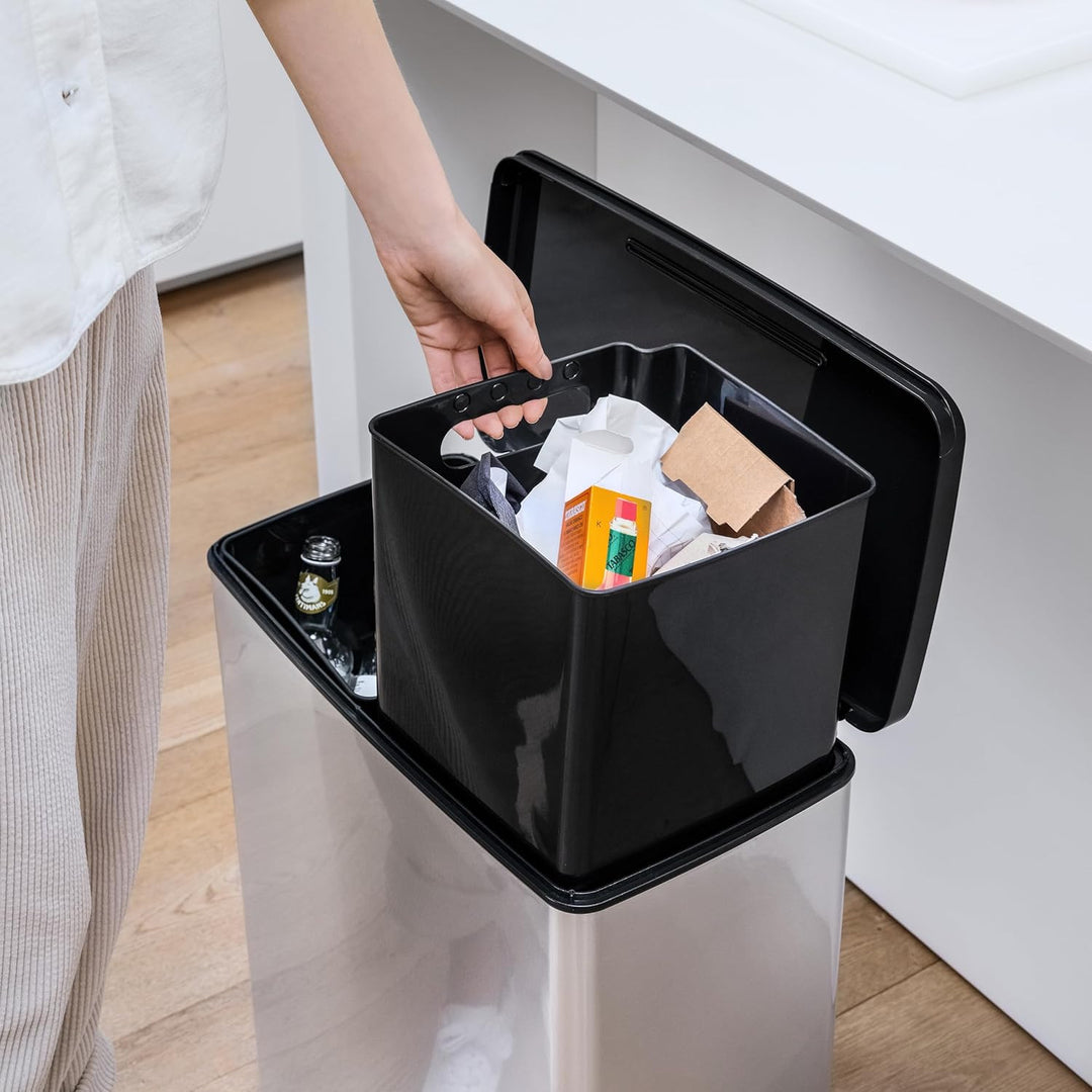 Curver-affaldsspand med fodpedal, 2 x 26 L, metalliseret, sølvfarvet, 251002