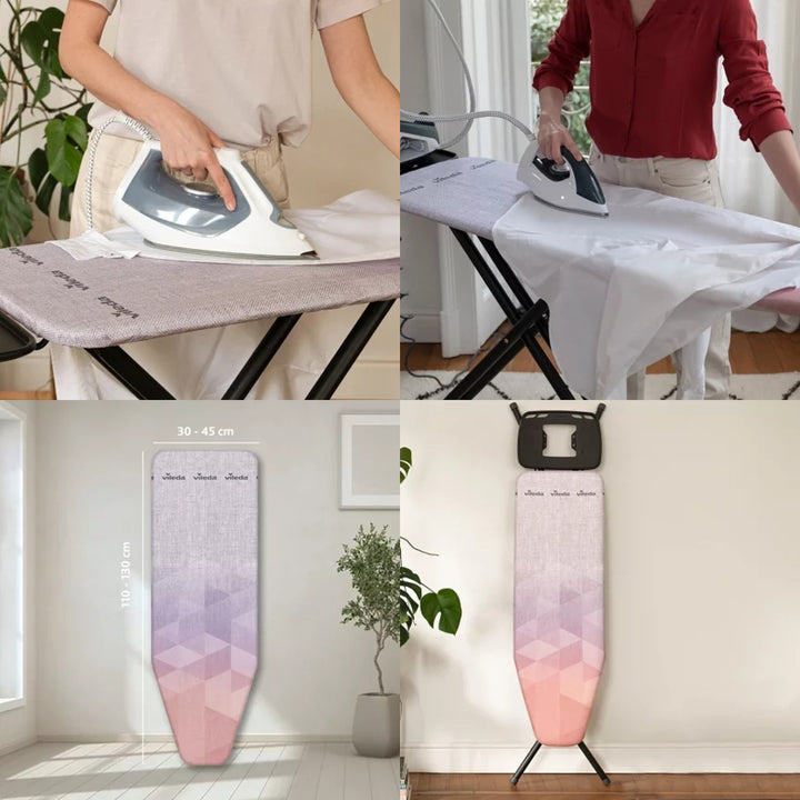 Overtræk til strygebræt Vileda Diamond, længde 110–130 cm, tåler høje temperaturer, Quick Fix-system, 142468