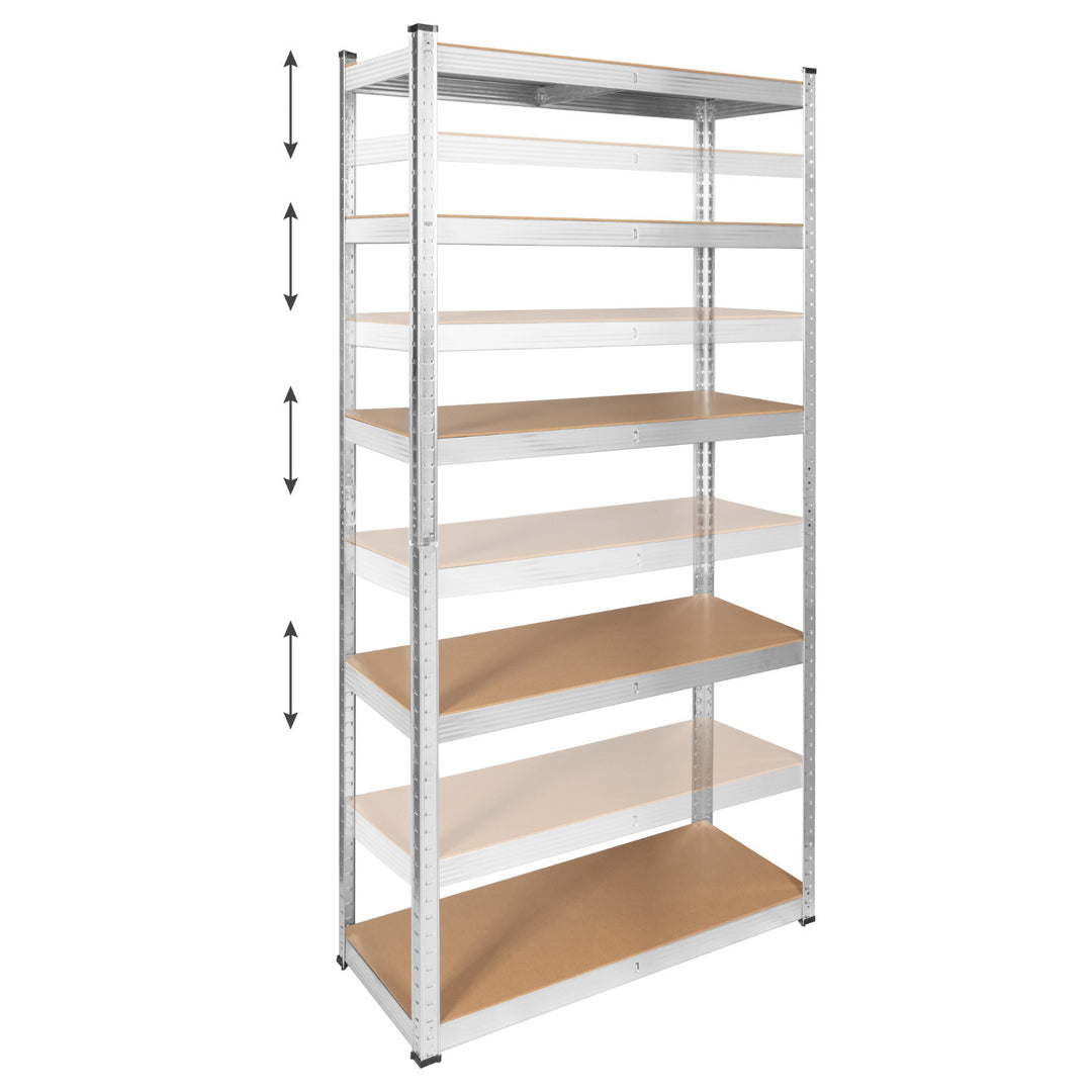 Lagerreol i metal, 5 hylder, maksimal belastning op til 750 kg, 180x90x40, sølvfarvet Rebel