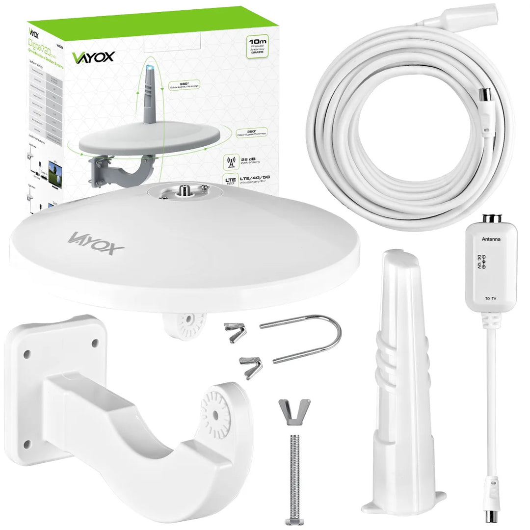 DVB-T/T2 Digital720 Combo-antenne med rundstråling, hvid, VA0066, Vayox