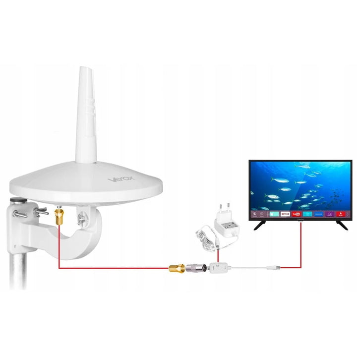 DVB-T/T2 Digital720 Combo-antenne med rundstråling, hvid, VA0066, Vayox