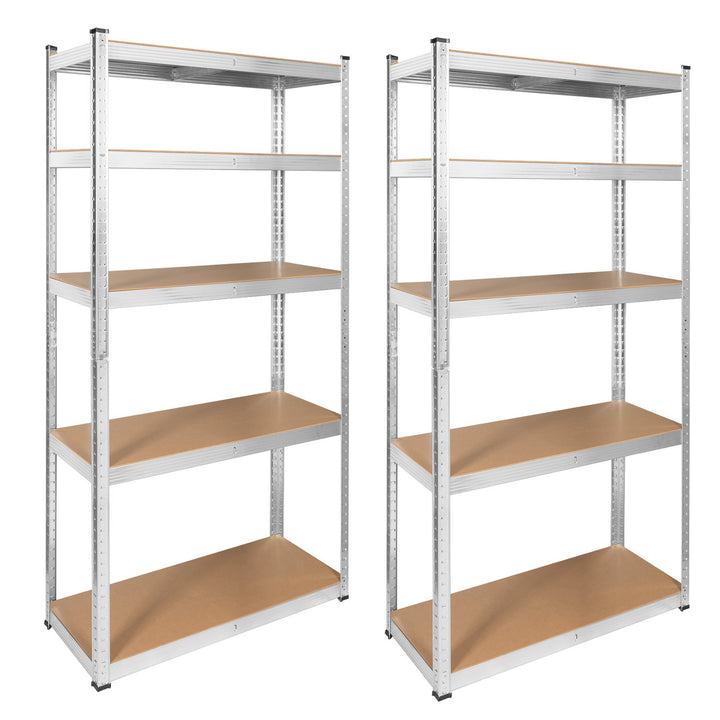 Lagerreol i metal, 5 hylder, maksimal belastning op til 750 kg, 180x90x40, sølvfarvet Rebel, 2 stk.