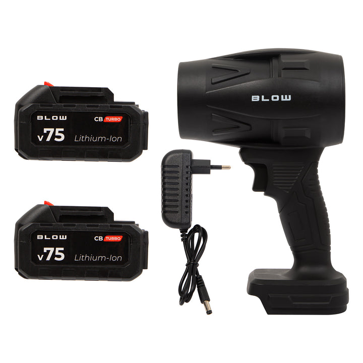 BLOW 21V CB TURBO batteridrevet blæser, 130.000 omdrejninger, 2,4 Ah, transportkuffert