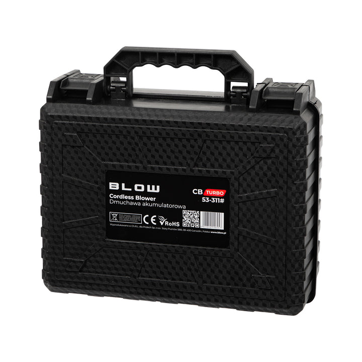 BLOW 21V CB TURBO batteridrevet blæser, 130.000 omdrejninger, 2,4 Ah, transportkuffert