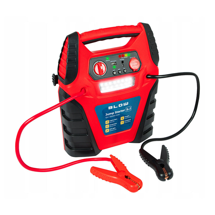 Jump Starter 5-i-1 Blow, med kompressor-, oplader- og powerbank-funktion, 12 V 20.000 mAh batteri, strøm – startstrøm 400 A, spidsstrøm 900 A, udstyret med en overbelastningssikring, 81-210#