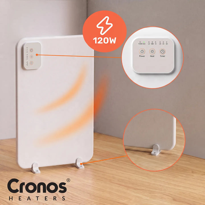 Cronos infrarødt varmeelement til montering under skrivebordet, effekt 120 W, timer, 3 varmeniveauer, DCH-150
