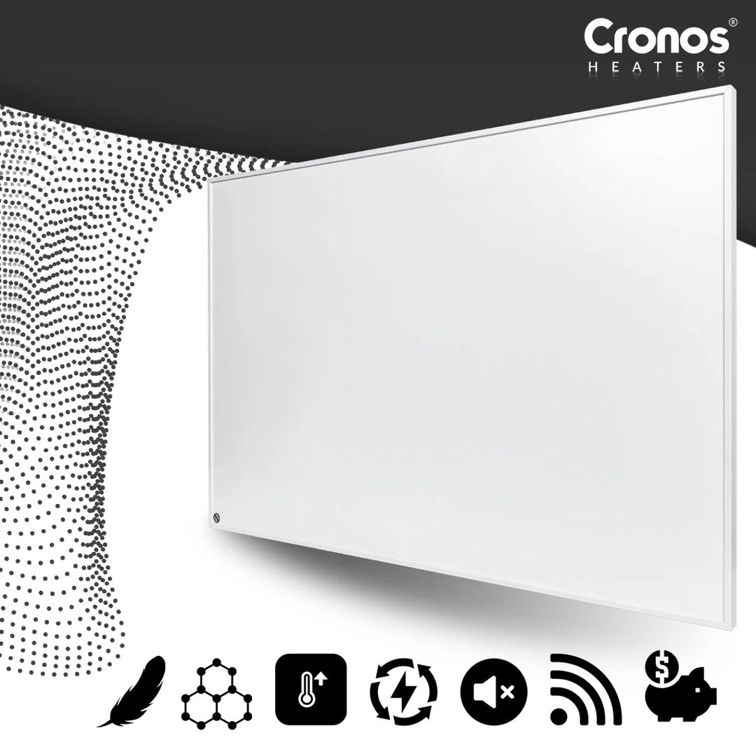 Cronos Graphene infrarødt varmeelement, effekt 580 W, farve: hvid, opvarmer rum på op til 16 m², fjernbetjening, PRO CGP-580TWP