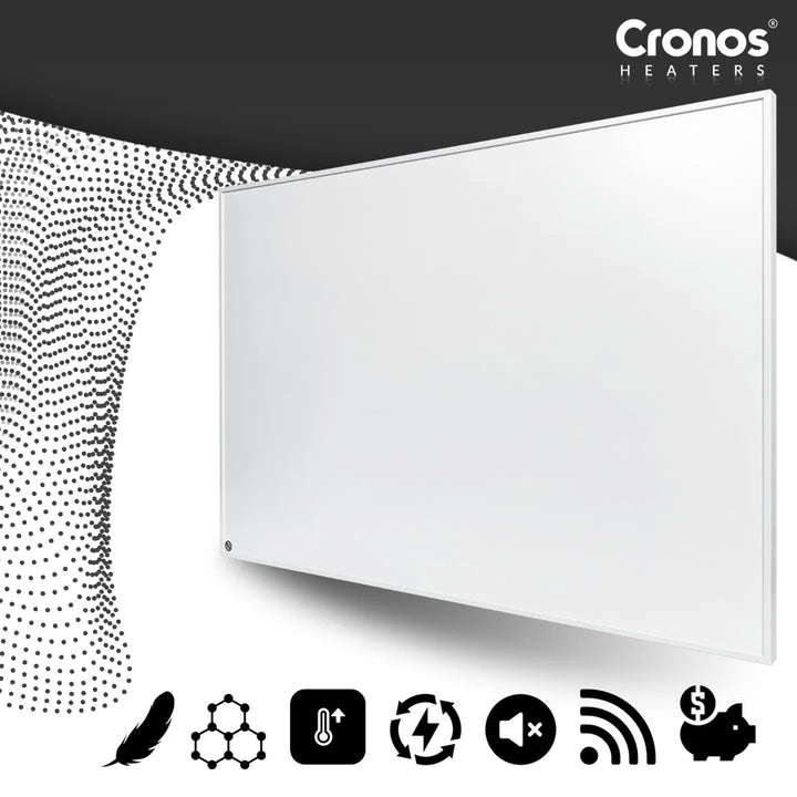 Cronos Graphene infrarødt varmeelement, effekt 580 W, farve: hvid, opvarmer rum på op til 16 m², fjernbetjening, PRO CGP-580TWP