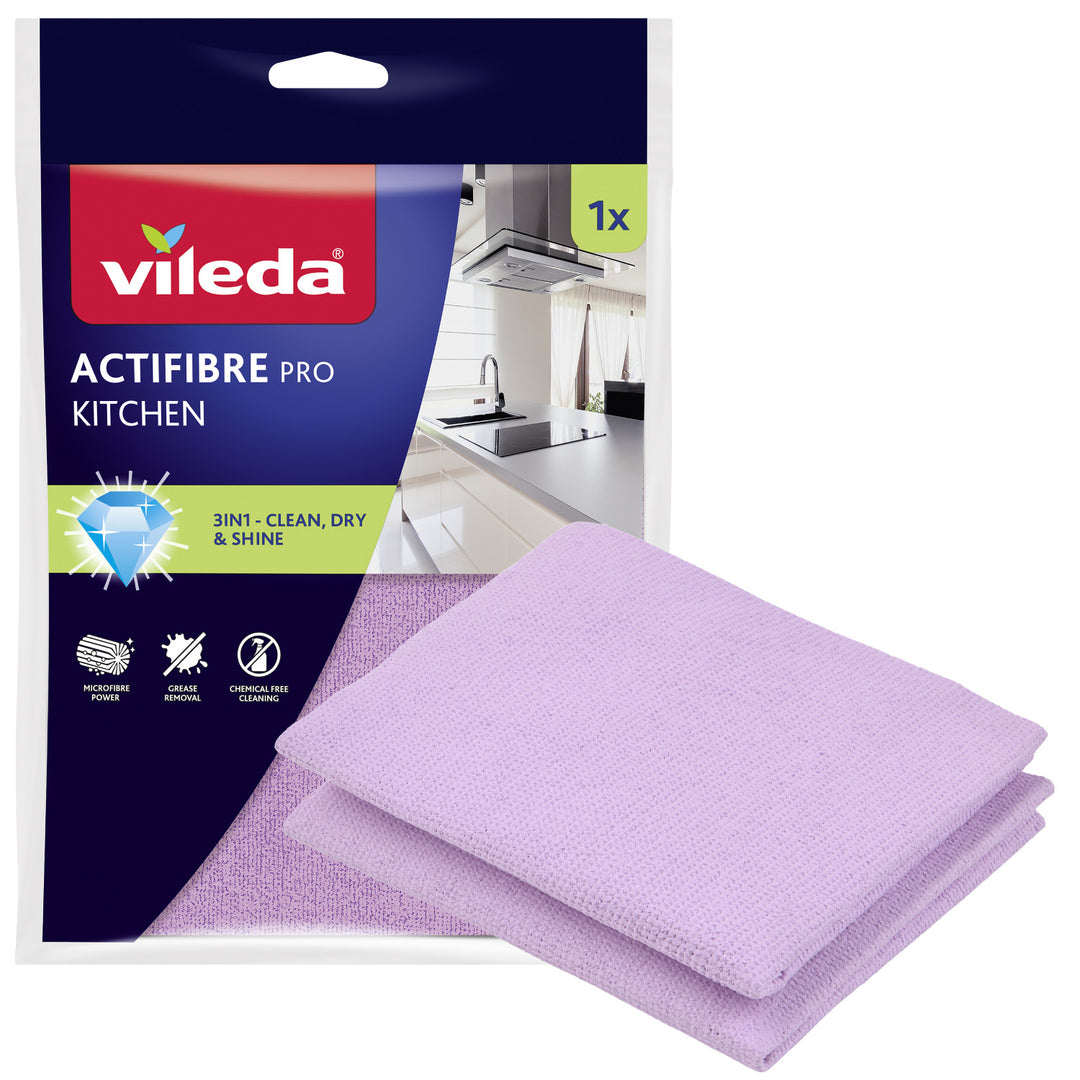 Vileda Actifibre Pro køkkenklud, 1 stk., af mikrofiber, PVA-belægning, kan vaskes ved op til 60 °C, 183303