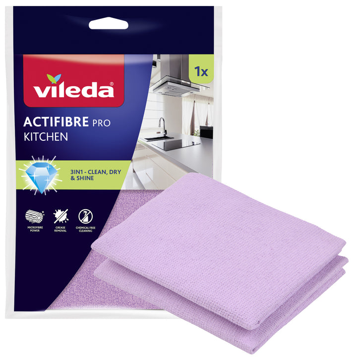 Vileda Actifibre Pro køkkenklud, 1 stk., af mikrofiber, PVA-belægning, kan vaskes ved op til 60 °C, 183303