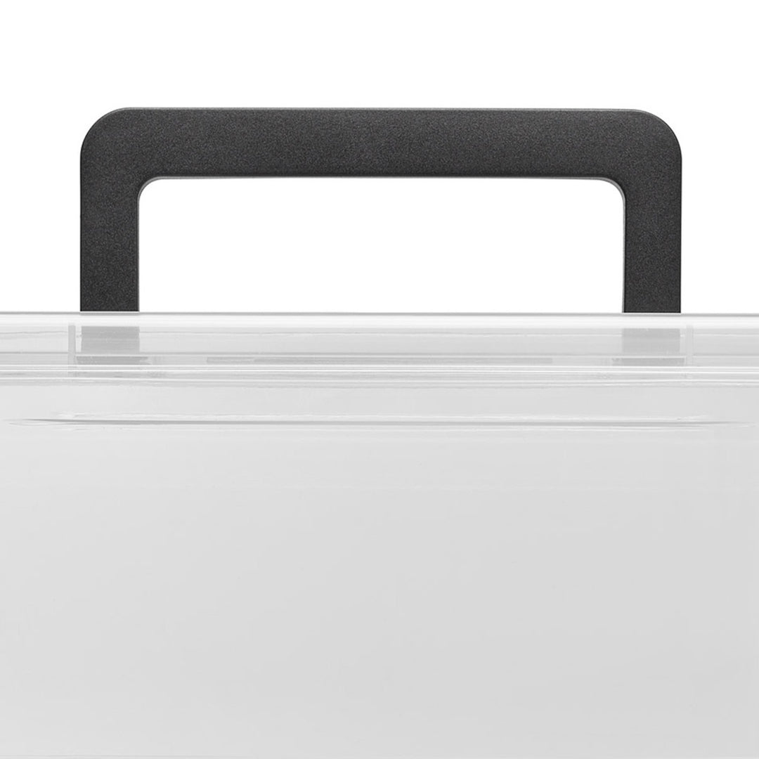 Moxom SimpleStore-beholder, rumindhold 60 l, gennemsigtig, låg med kliklås, med hjul, BPA-fri, 04-0081