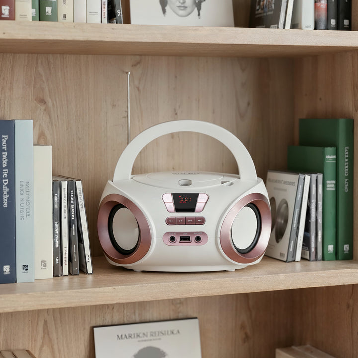 Boombox-radio med CD-MP3, USB, FM-radio, AUX, hovedtelefonudgang, Adler, AD 1181