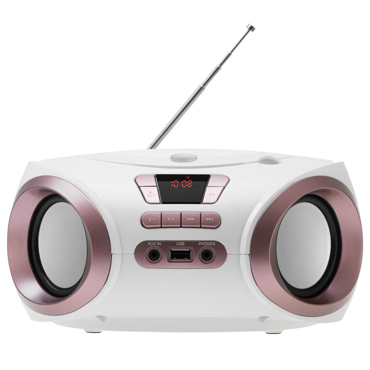Boombox-radio med CD-MP3, USB, FM-radio, AUX, hovedtelefonudgang, Adler, AD 1181