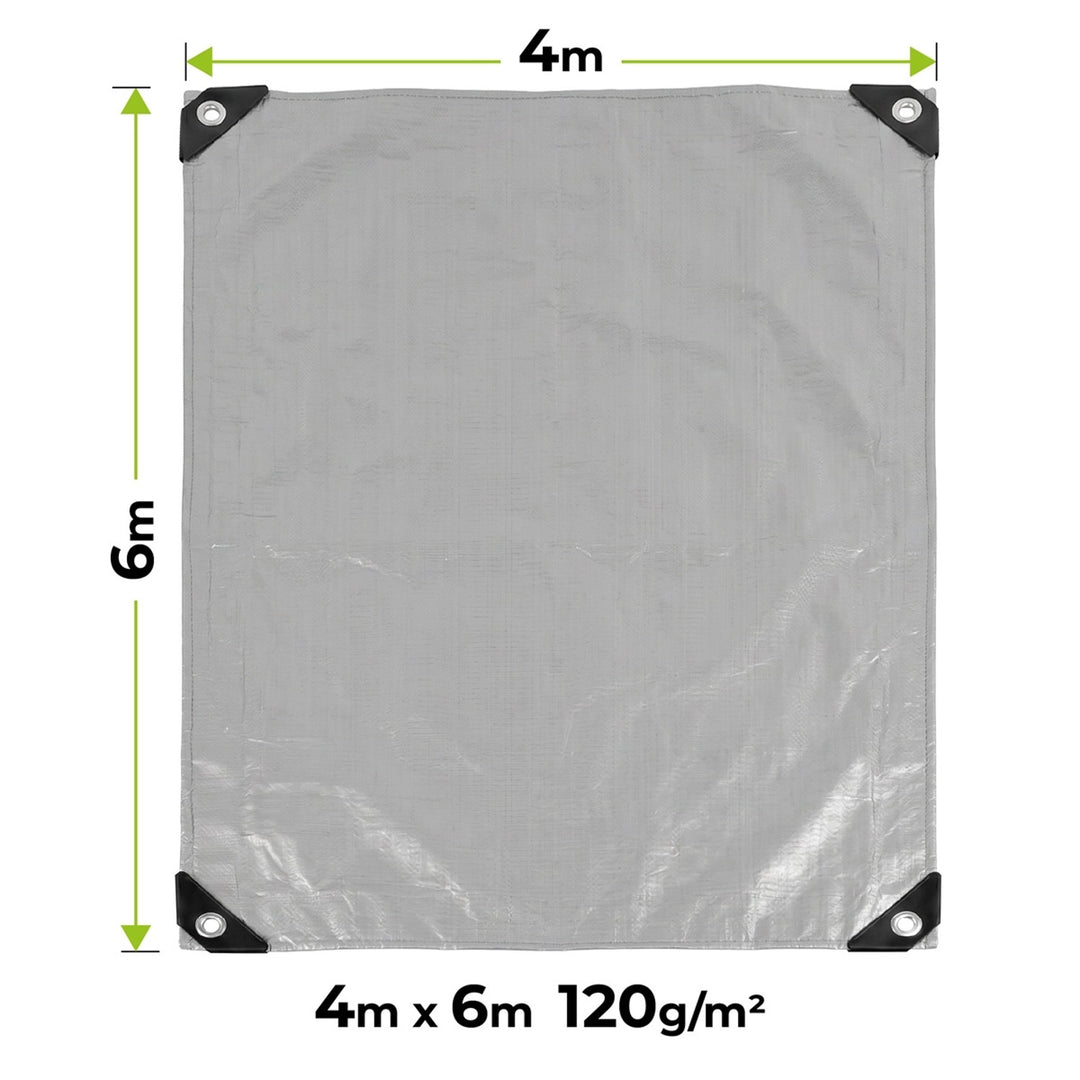 Sølvfarvet presenning 120 g, 4 x 6 m, VA0476, vandtæt, Vayox