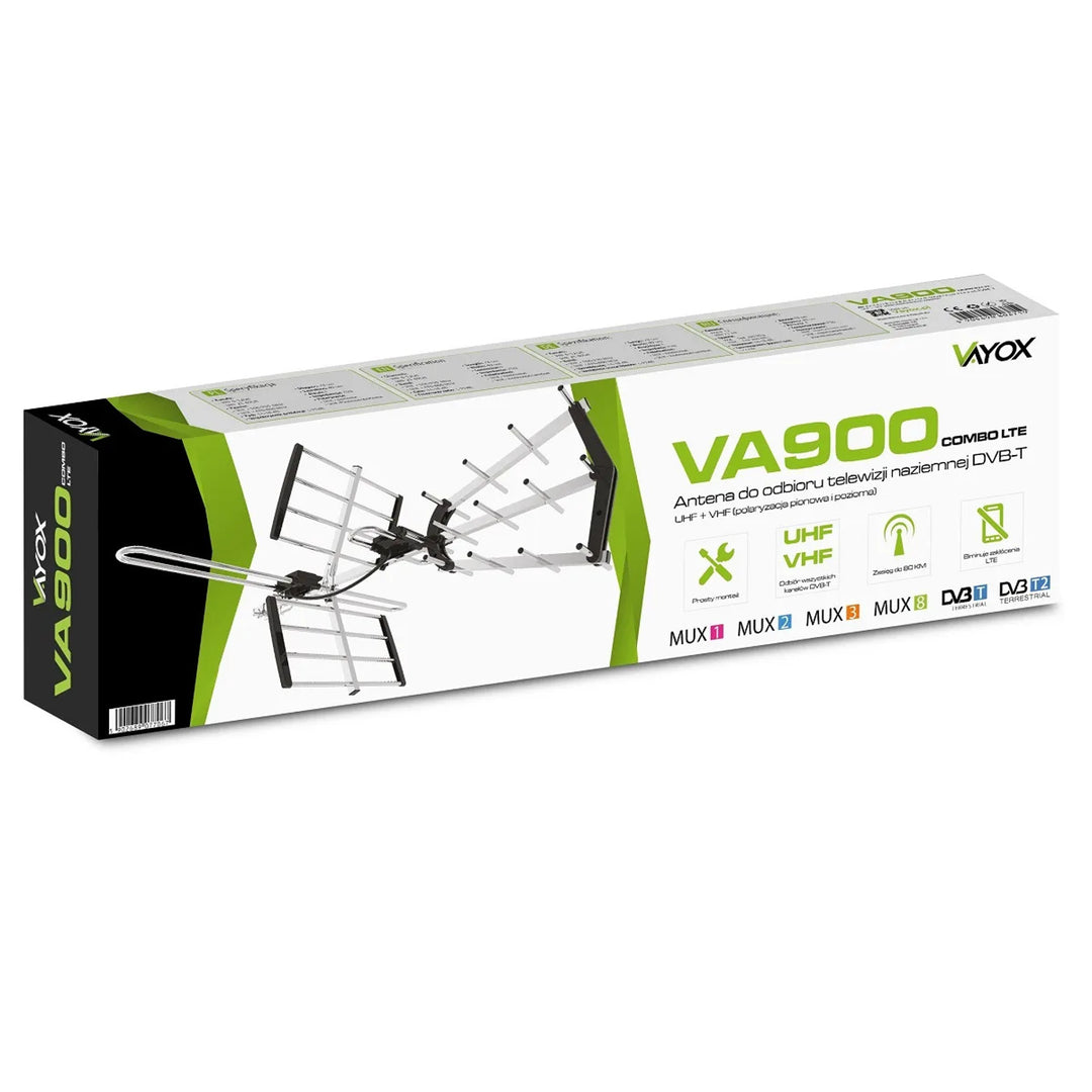 VA900 COMBO DVB-T/T2 retningsbestemt antenne med LTE-filter, aluminium, Vayox