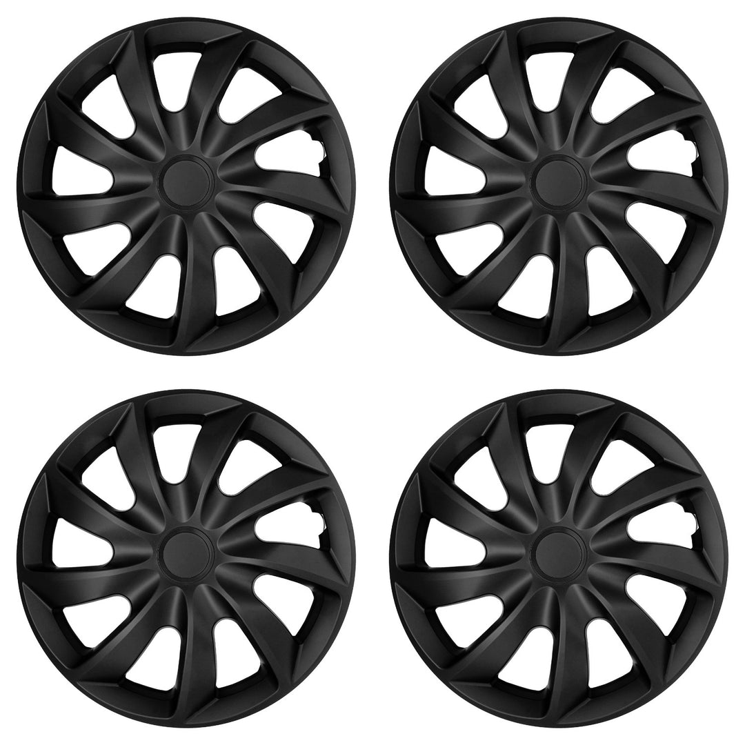 Universelle bilhjulkapsler 16'' NRM Quad, mat sorte, 4 stk.