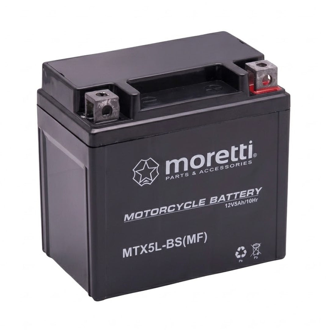 Moretti-batteri, 12 V, 5 Ah, AGM (gel), startstrøm 70 A, AKUYTX5L-BSXMOR000