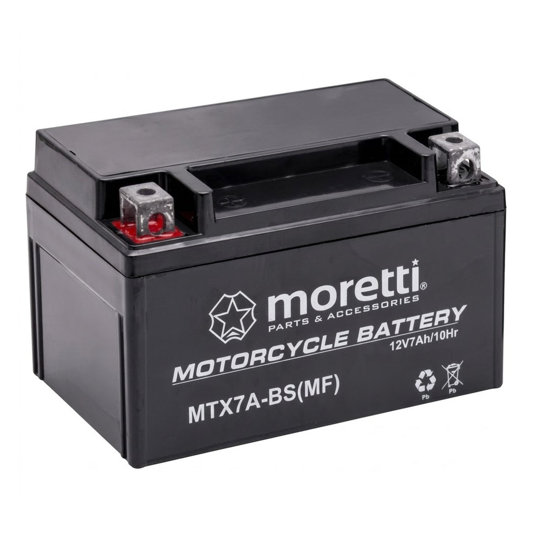 Moretti-batteri, 12 V, 7 Ah, AGM (gel), startstrøm 90 A, AKUYTX7A-BSXMOR000