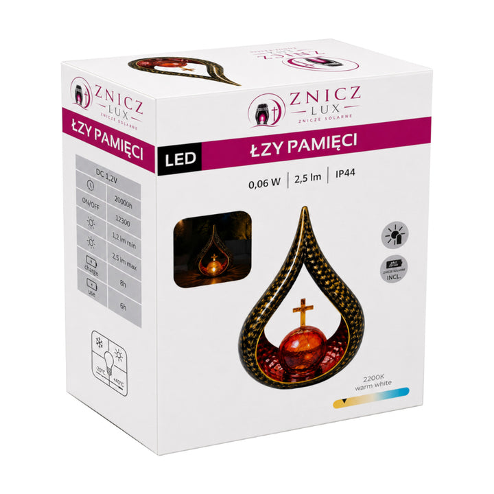 Solcellelys, »Tårer af minde«, LED 0,06 W, levetid 20.000 timer, maks. lysstyrke 2,5 lm, 77200, Znicz-lux