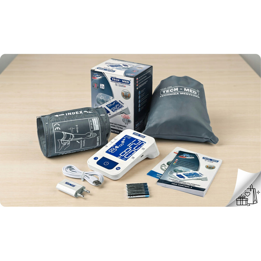 Elektronisk blodtryksmåler, stemmefunktion, manchet 22–42 cm, IHB-indikator, TMA-CONTROL3, Techmed