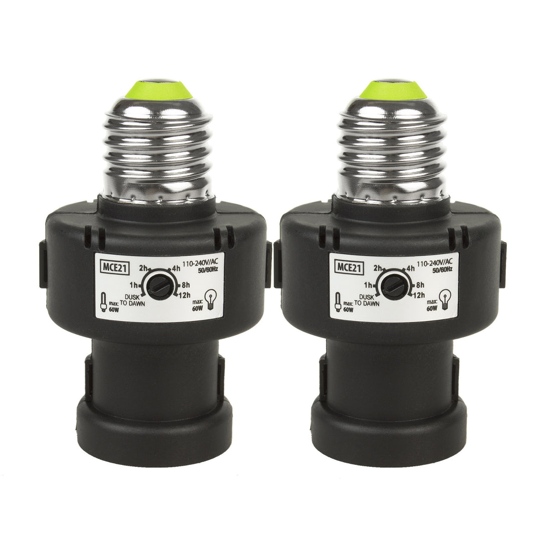 Maclean E27-pæreholder, 100 W, med tusmørkesensor og timer, MCE21B, 2 stk.