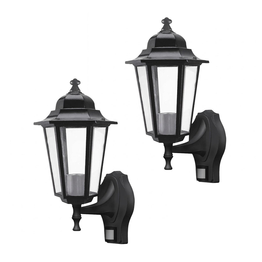 Rabalux væglampe, udendørs, bevægelsessensor, IP43, E27, maks. 60 W, sort, Velence, 2 stk.