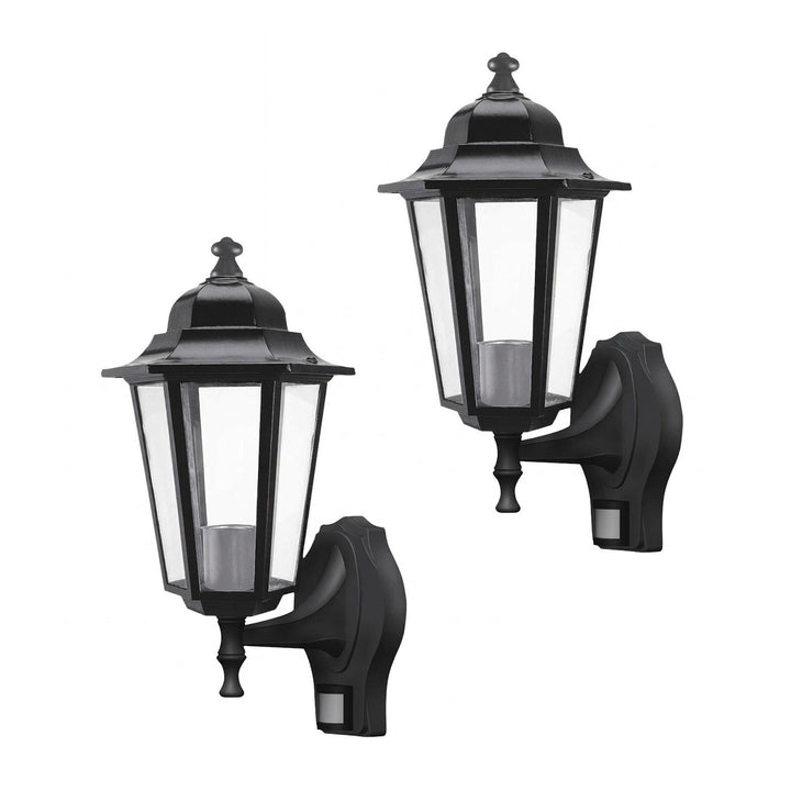 Rabalux væglampe, udendørs, bevægelsessensor, IP43, E27, maks. 60 W, sort, Velence, 2 stk.