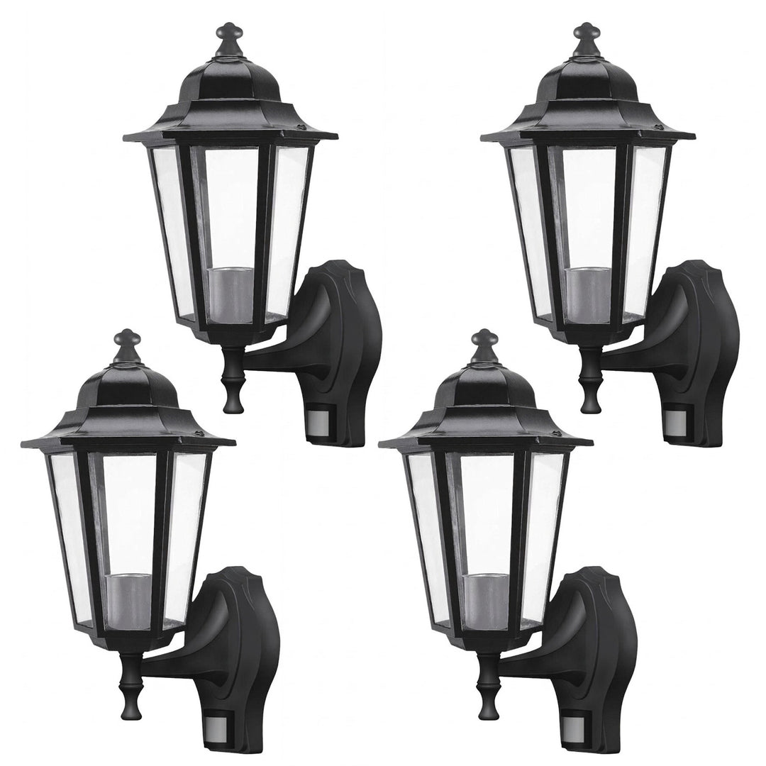 Rabalux væglampe, udendørs, bevægelsessensor, IP43, E27, maks. 60 W, sort, Velence, 4 stk.