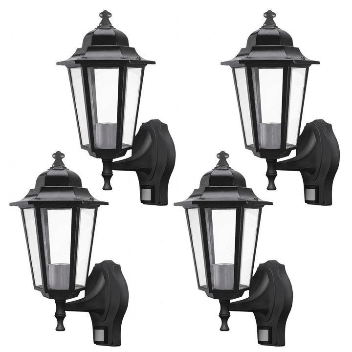 Rabalux væglampe, udendørs, bevægelsessensor, IP43, E27, maks. 60 W, sort, Velence, 4 stk.