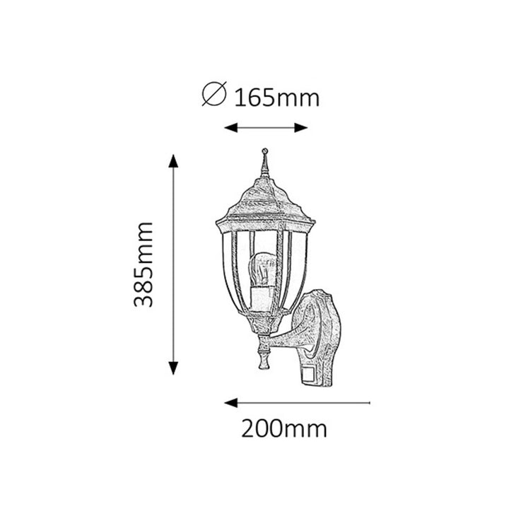 Rabalux væglampe, udendørs, bevægelsessensor, IP43, E27, maks. 60 W, antikguld, Nizza, 4 stk.
