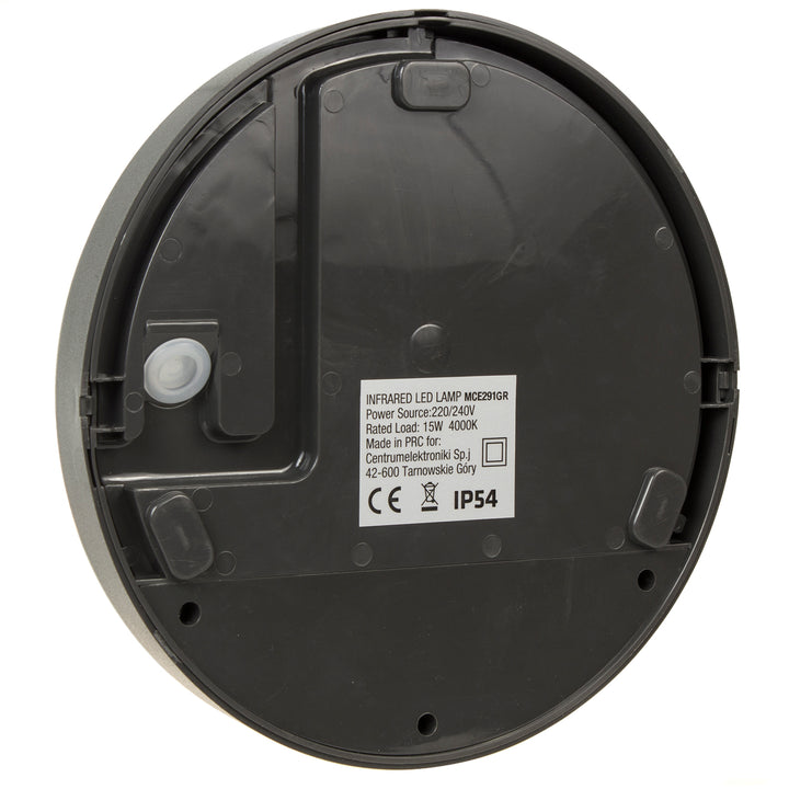 Maclean LED-lampe med bevægelsessensor, PIR-sensor, grå, 15 W, IP54, 1100 lm, neutral farve, MCE291 W, 2 stk.