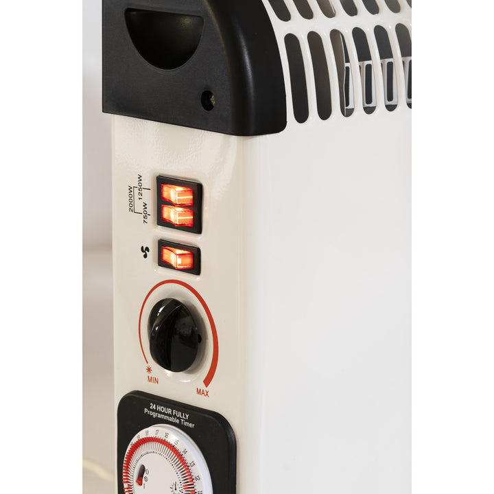 Konvektorvarmer, elektrisk, termostat, 2000 W, 24-timers timer, hvid, ledning 150 cm, Mesko, MS 7741W