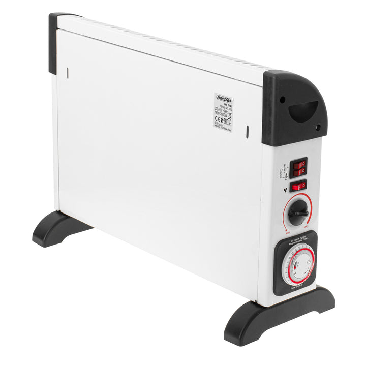 Konvektorvarmer, elektrisk, termostat, 2000 W, 24-timers timer, hvid, ledning 150 cm, Mesko, MS 7741W